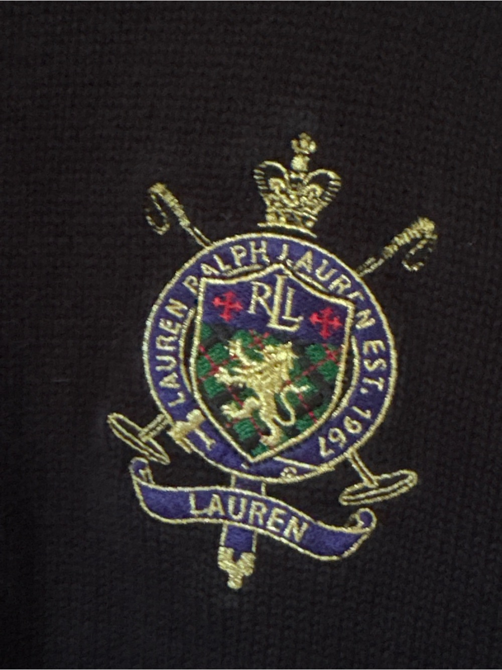 Half-Zip Black Ralph Lauren Sweater with Embroidered Crest - Picture 2 of 6